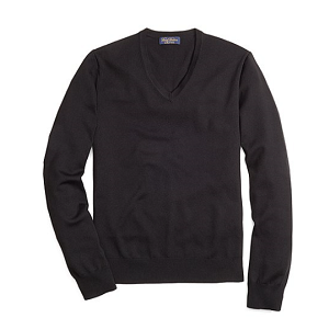 Cotton Cashmere Crewneck Tonal Stripe Sweater - Black